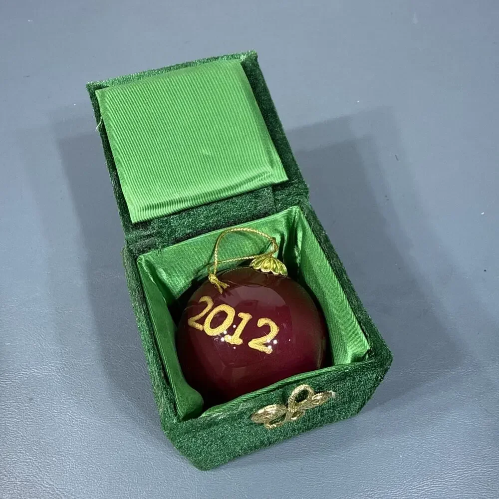 Pier 1 Li Bien Christmas Ornament PEACE Red Ball White Dove 2012 with Box 2 3/4”